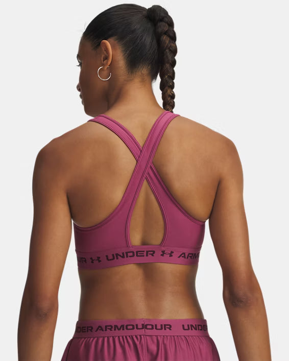 Under Armour Reggiseno Sportivo Mid Crossback Donna Elasticizzato Allenamento UA Tech Fuchsia Dusk
