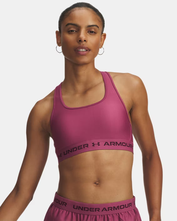Under Armour Reggiseno Sportivo Mid Crossback Donna Elasticizzato Allenamento UA Tech Fuchsia Dusk