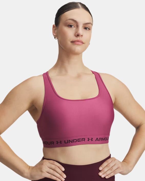 Under Armour Reggiseno Sportivo Mid Crossback Donna Elasticizzato Allenamento UA Tech Fuchsia Dusk