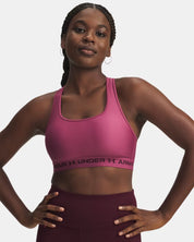 Under Armour Reggiseno Sportivo Mid Crossback Donna Elasticizzato Allenamento UA Tech Fuchsia Dusk