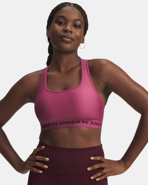 Under Armour Reggiseno Sportivo Mid Crossback Donna Elasticizzato Allenamento UA Tech Fuchsia Dusk