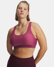Under Armour Reggiseno Sportivo Mid Crossback Donna Elasticizzato Allenamento UA Tech Fuchsia Dusk