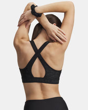 Under Armour Reggiseno Sportivo Mid Crossback Print Donna Elasticizzato Allenamento UA Tech Stampa Nero