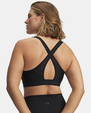 Under Armour Reggiseno Sportivo Mid Crossback Print Donna Elasticizzato Allenamento UA Tech Stampa Nero