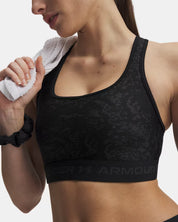 Under Armour Reggiseno Sportivo Mid Crossback Print Donna Elasticizzato Allenamento UA Tech Stampa Nero