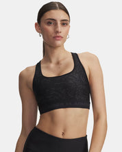 Under Armour Reggiseno Sportivo Mid Crossback Print Donna Elasticizzato Allenamento UA Tech Stampa Nero