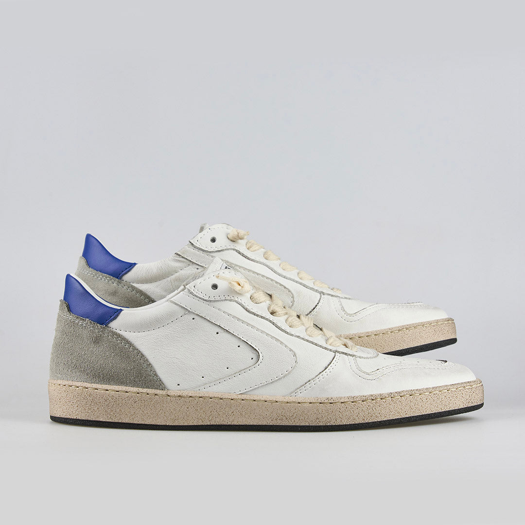 Valsport Scarpa Sneaker Davis Heritage in Nappa Bianco Blu uomo pelle artigianale