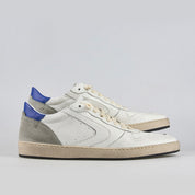 Valsport Scarpa Sneaker Davis Heritage in Nappa Bianco Blu uomo pelle artigianale