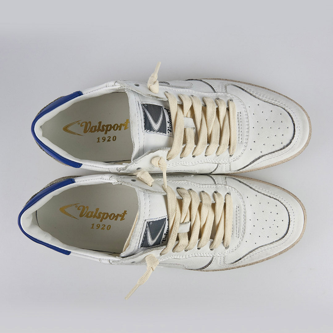 Valsport Scarpa Sneaker Davis Heritage in Nappa Bianco Blu uomo pelle artigianale