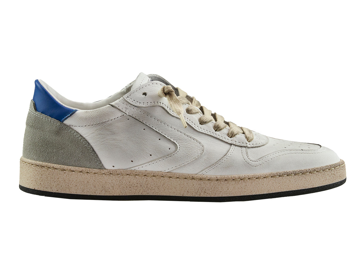 Valsport Scarpa Sneaker Davis Heritage in Nappa Bianco Blu uomo pelle artigianale