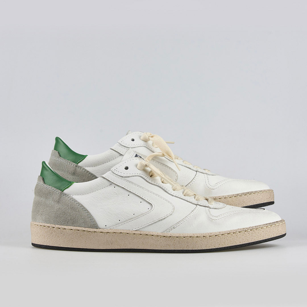 Valsport Scarpa Sneaker Davis Heritage in Nappa Bianco verde uomo pelle artigianale