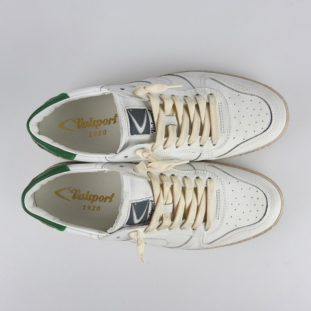 Valsport Scarpa Sneaker Davis Heritage in Nappa Bianco verde uomo pelle artigianale