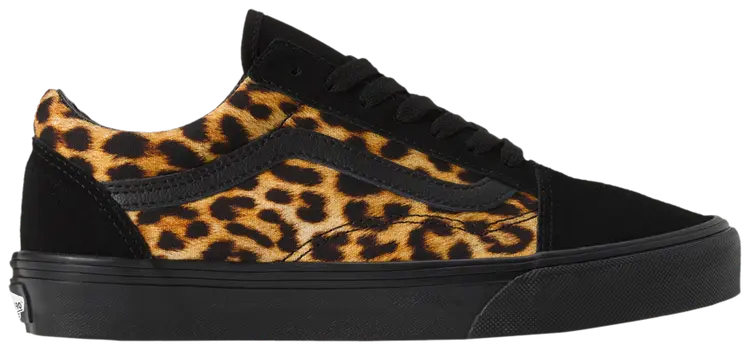 Vans Sneaker Donna Old Skool Tomaia Nero con Inserti Suede Trama Leopardato