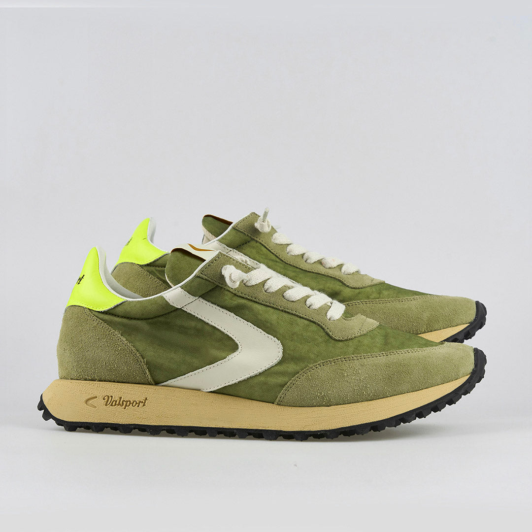 Valsport Scarpe Sneaker artigianali pelle Made in ITALY Start Run Nylon Vintage Olive