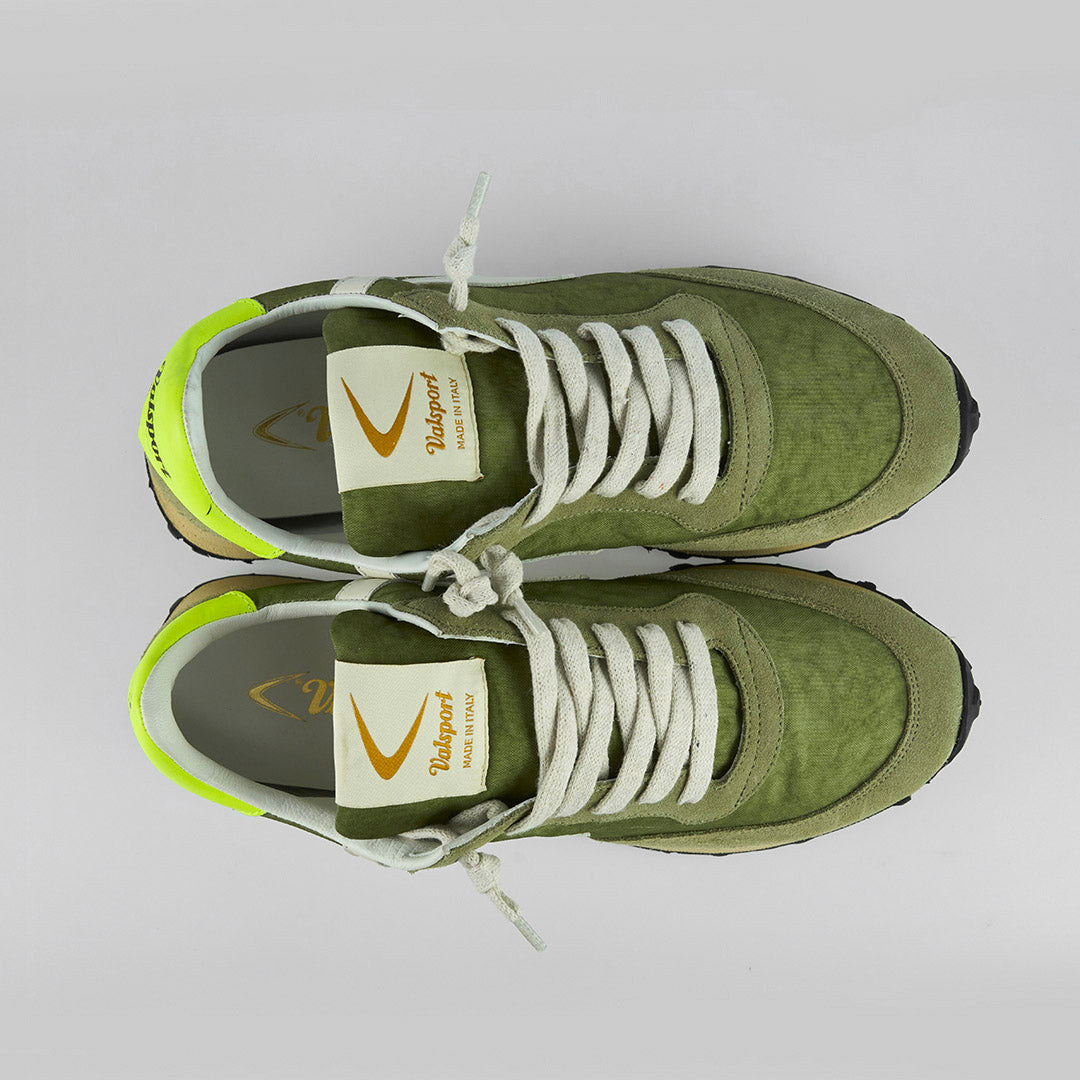 Valsport Scarpe Sneaker artigianali pelle Made in ITALY Start Run Nylon Vintage Olive