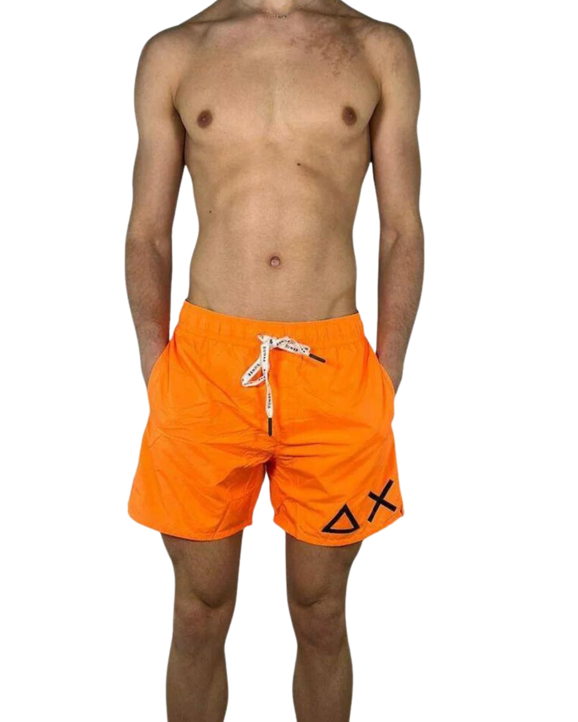 SUN68 Solid Big Logo Orange Swimsuit