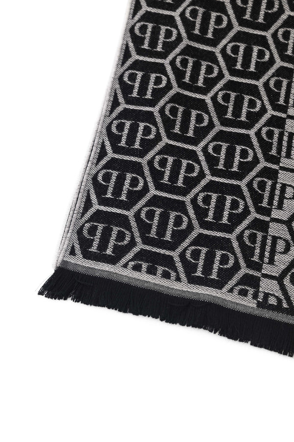 Philipp Plein Stola Logo All Over 180x40 cm Grigio-2