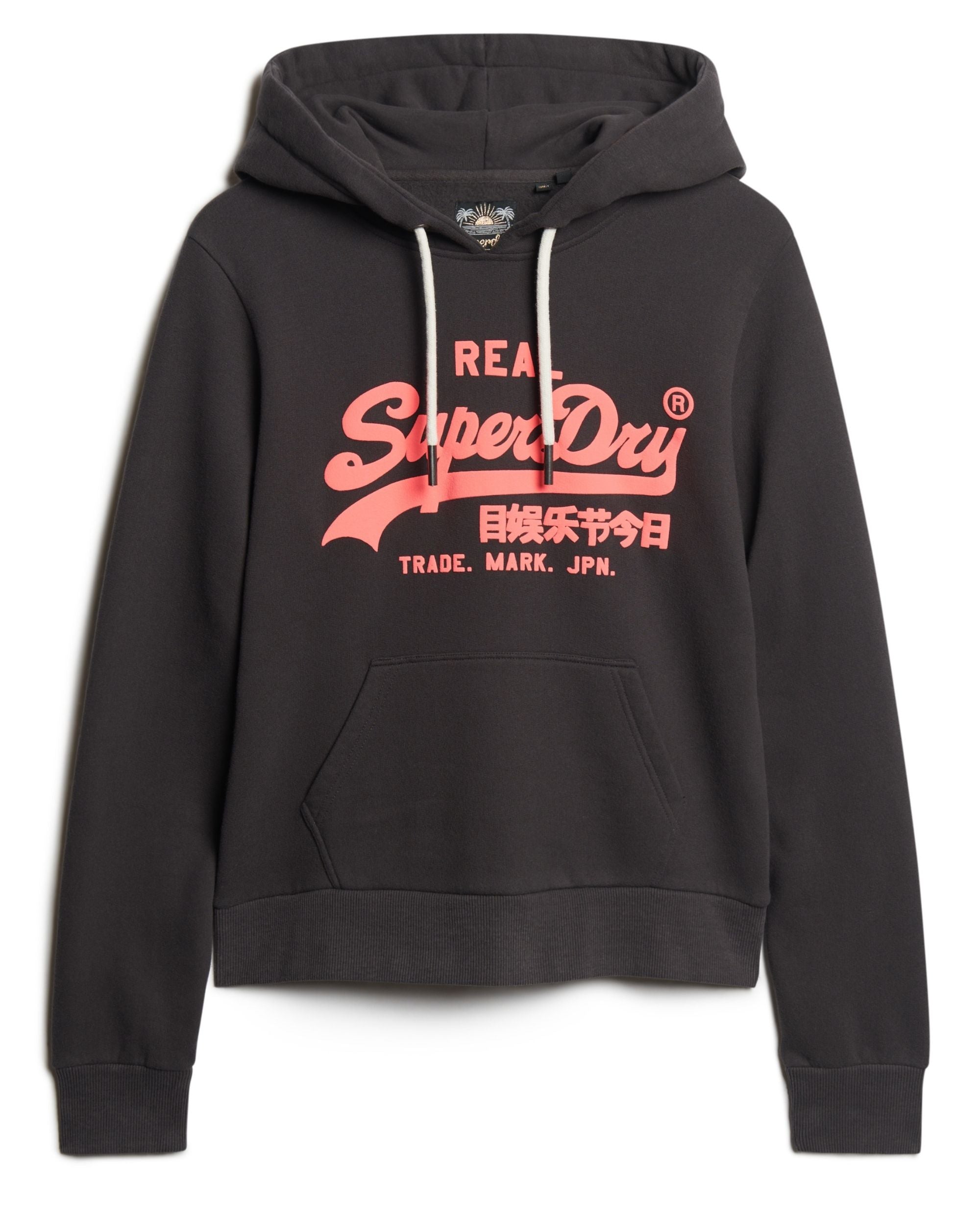 Superdry Hoodie Neon VL Graphic in Black Cotton