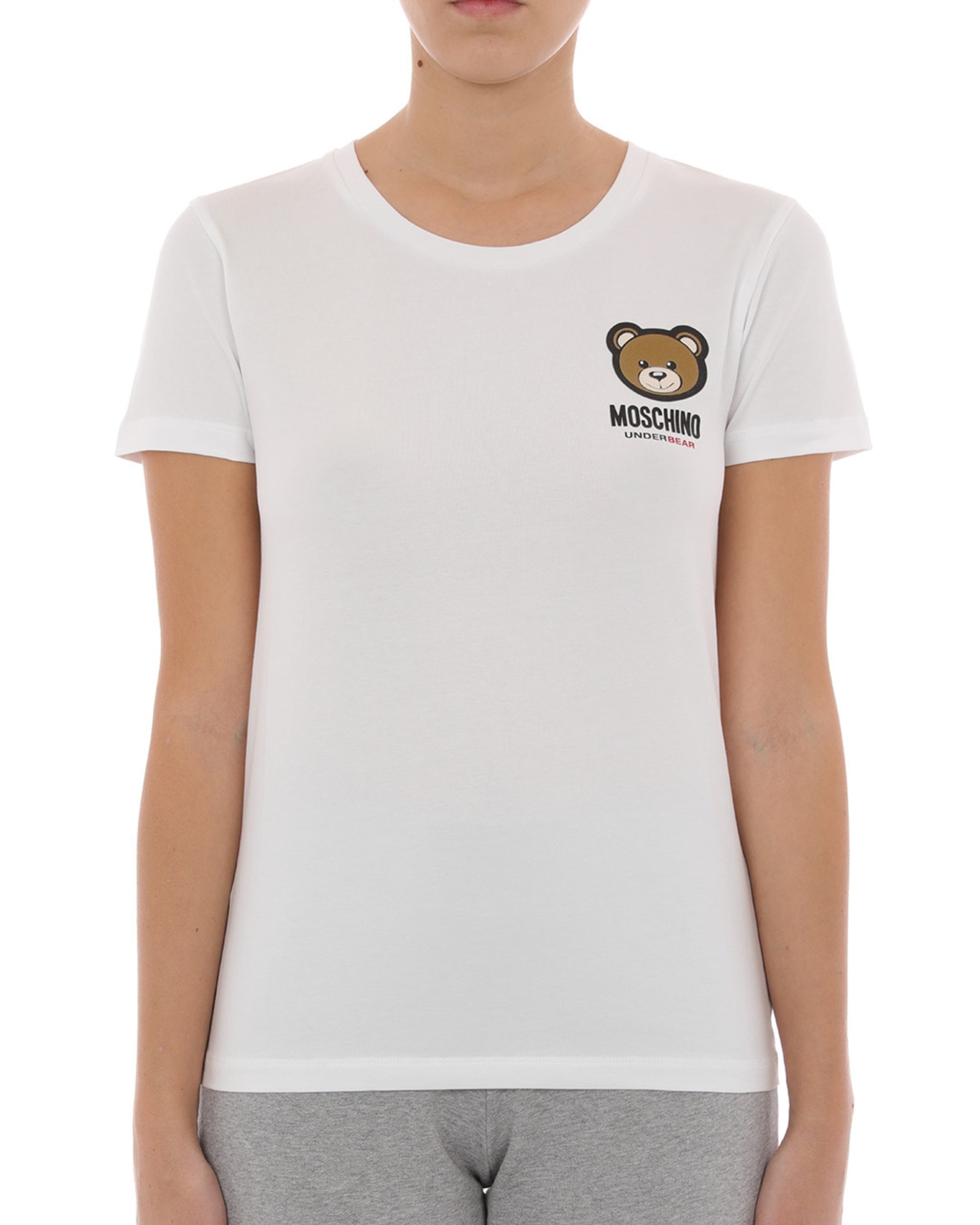 Moschino Underbear Logo Stretch Jersey Cotone Bianco