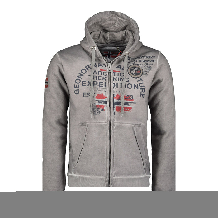 Geographical Norway Cappuccio Full Zip Ricamo Logo 2 Tasche Grigio Uomo 1