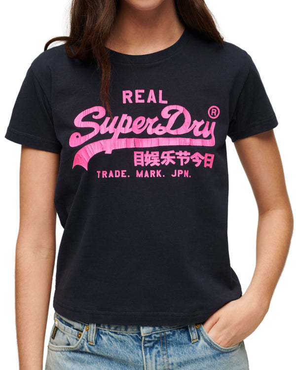 Superdry T-shirt Neon VL Cotone Blu-2
