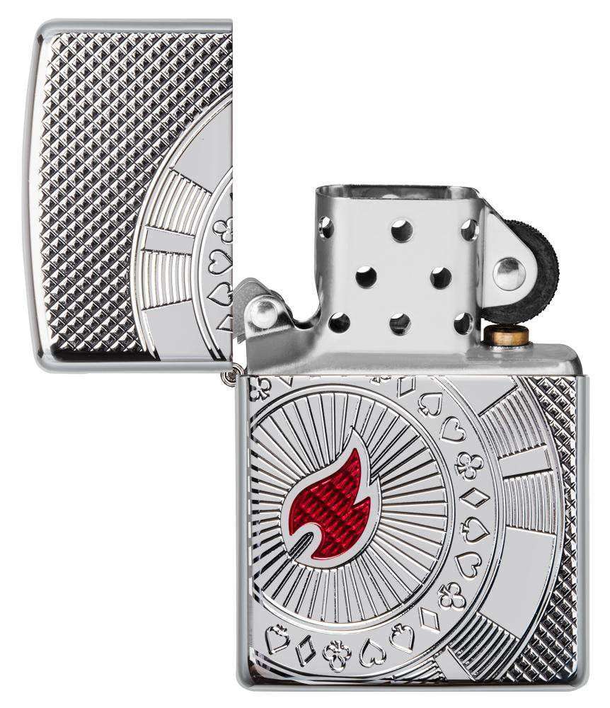 Zippo Accendino Versione Speciale Poker Chip Gioco Cromo Argento Unisex