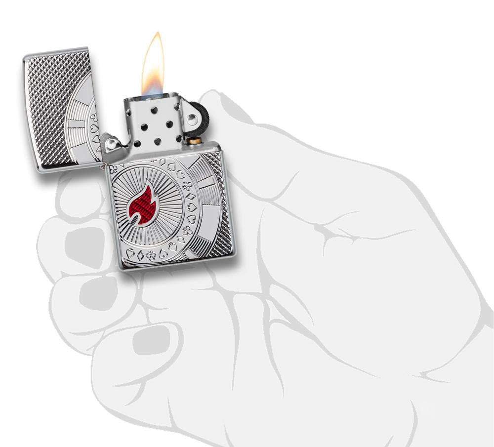 Zippo Accendino Versione Speciale Poker Chip Gioco Cromo Argento Unisex