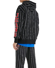 Tommy Jeans Felpa con Cappuccio TJM Pinstripe Relaxed Fit in Cotone Nero