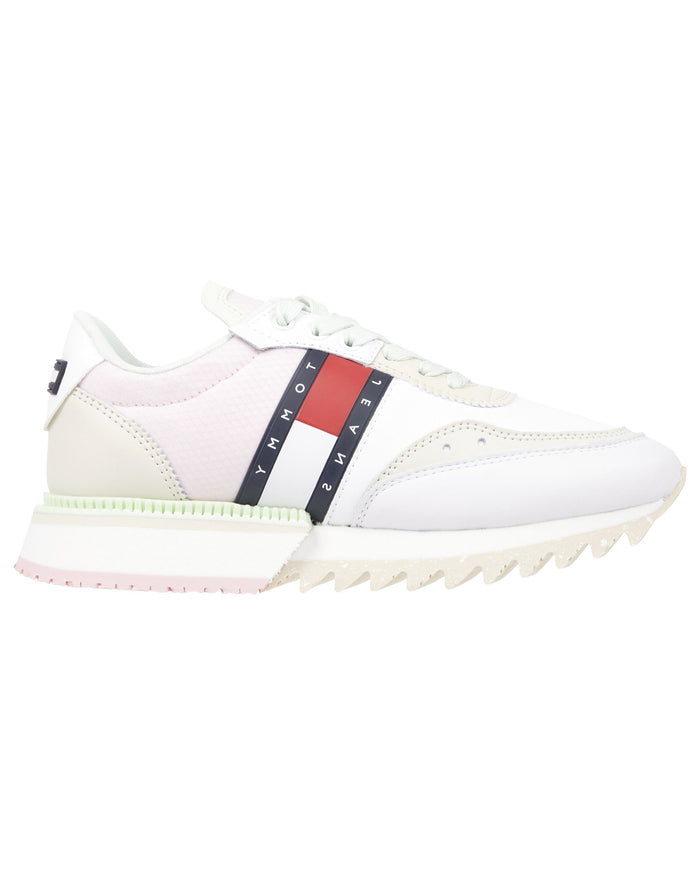 Tommy Jeans White Leatherette Cleated Sneakers 1