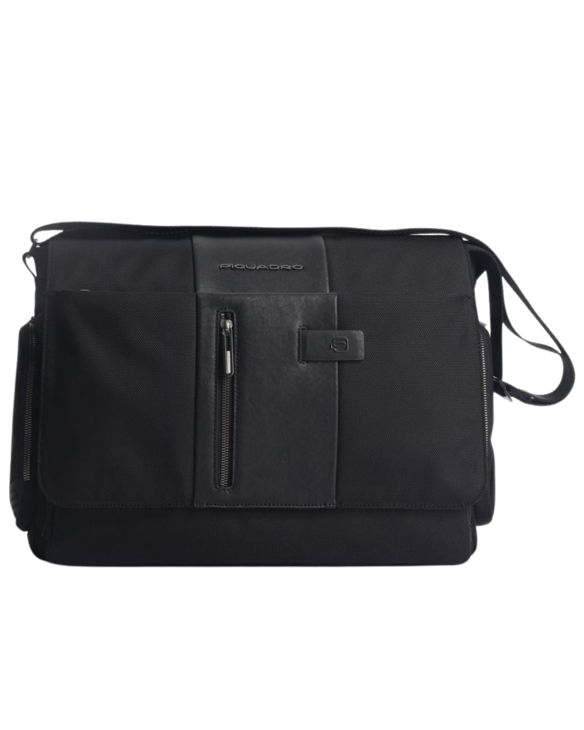 Piquadro Messenger Bag Laptop 14 Leather And Fabric Black Men