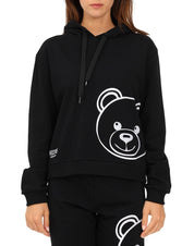 Moschino Underbear Hoodie Teddy Bear Logo Cotton Black