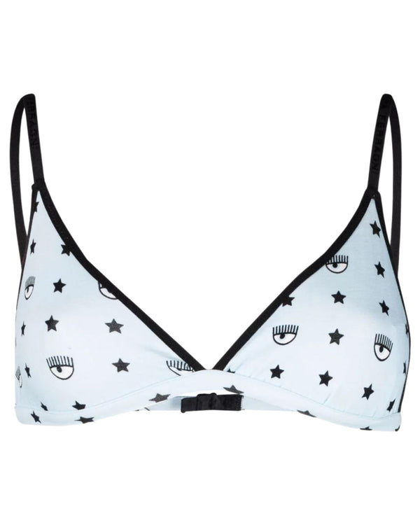 Chiara Ferragni Push-up Bra In Eye-star Print Light Blue Women