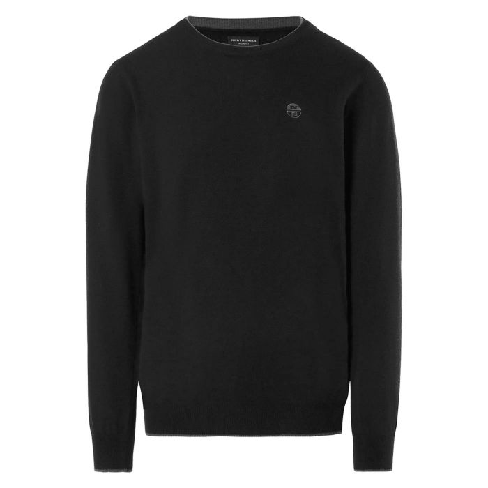 North Sails maglione misto cashmere GIROCOLLO LOGO ricamo finezza 12 699775 nero