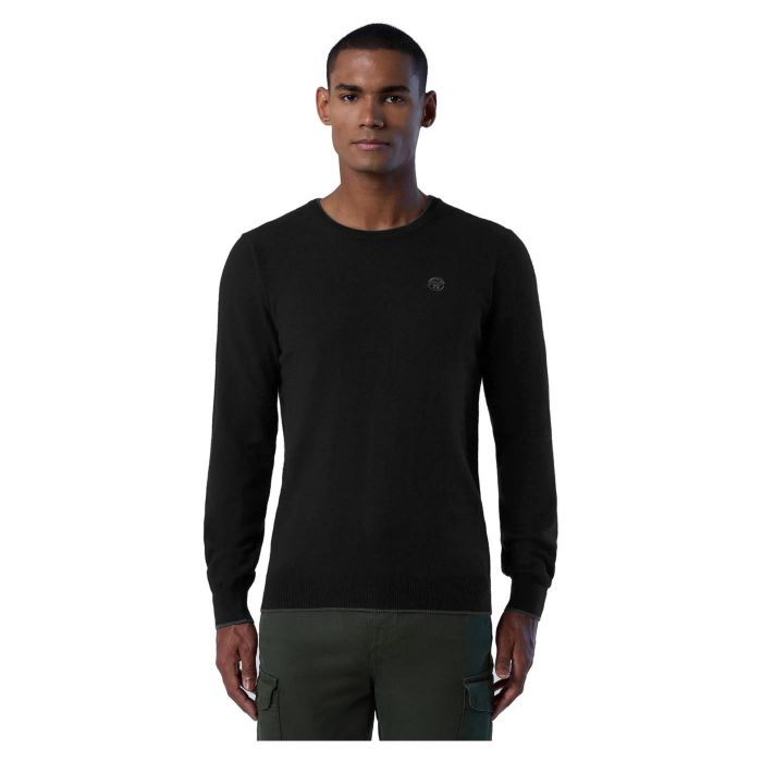 North Sails maglione misto cashmere GIROCOLLO LOGO ricamo finezza 12 699775 nero