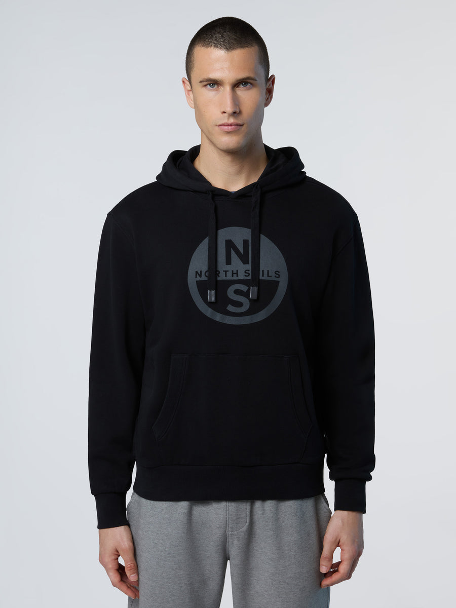 North Sails Felpa manica lunga girocollo Hoodie SWEATSHIRT Big Logo 691094 black nero