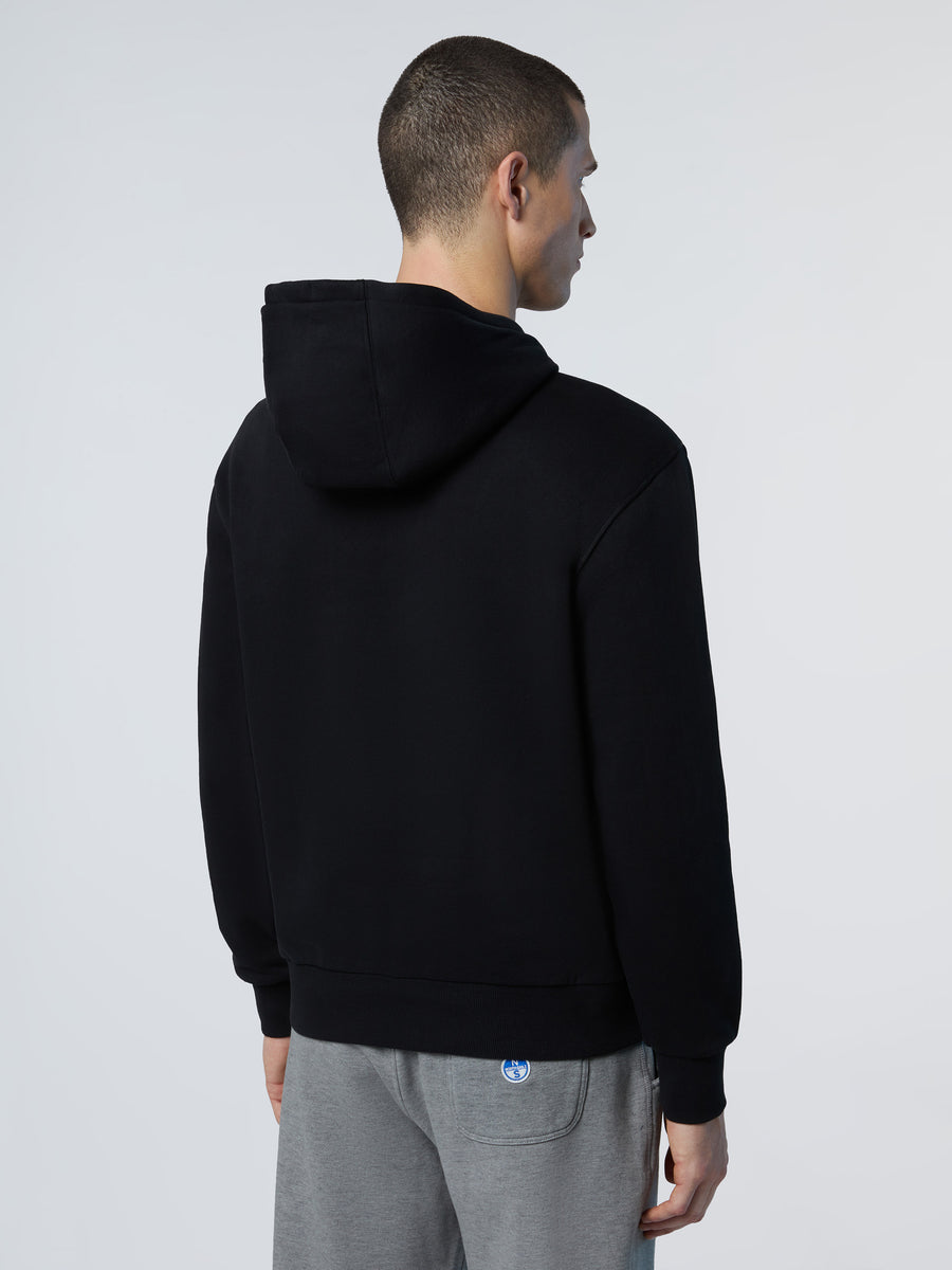 North Sails Felpa manica lunga girocollo Hoodie SWEATSHIRT Big Logo 691094 black nero