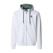 North Sails Felpa manica lunga FULL ZIP Hoodie cappuccio bianco 691234-0101