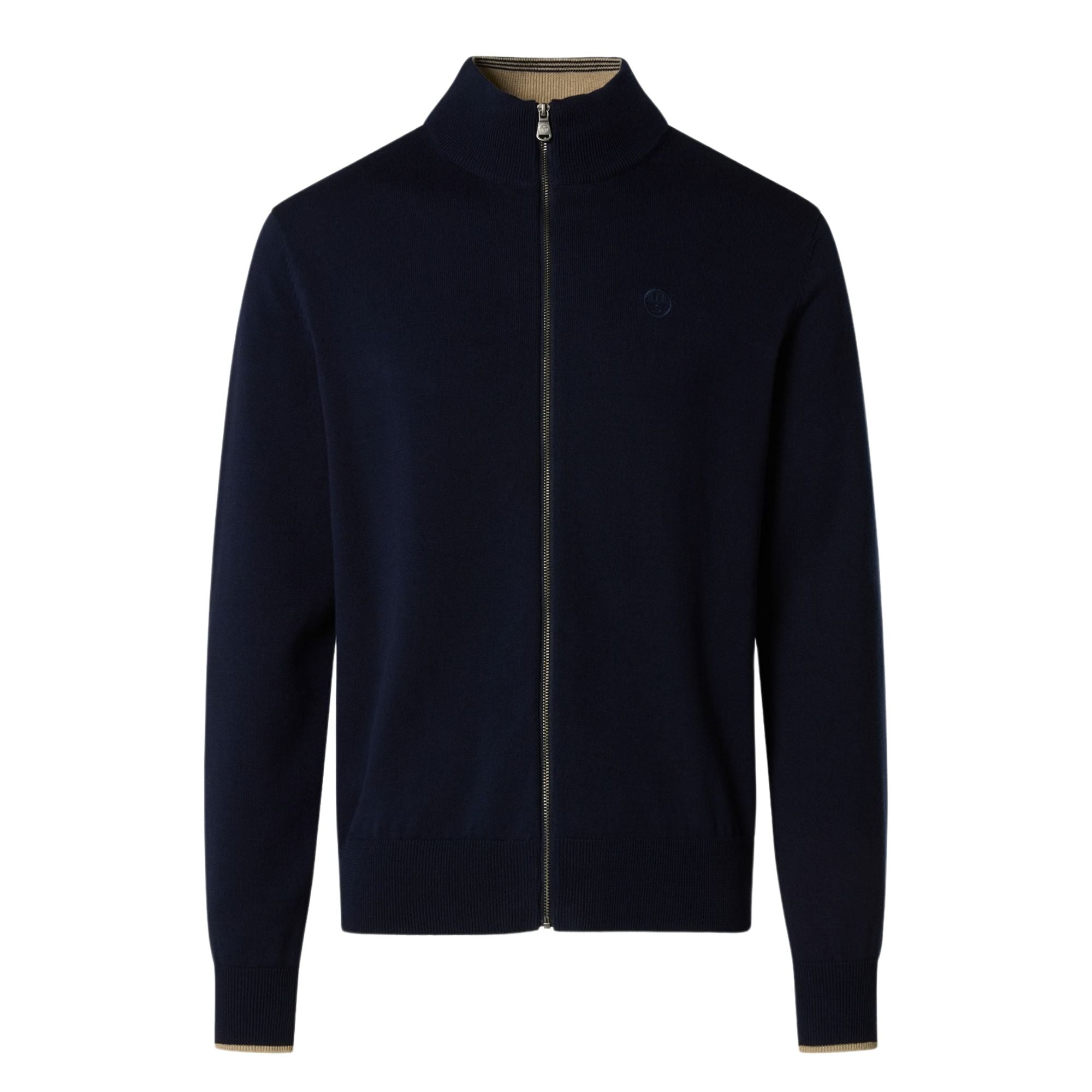 North Sails maglioncino cotone FULL ZIP manica lunga finezza 12 navy blu 699228-0802