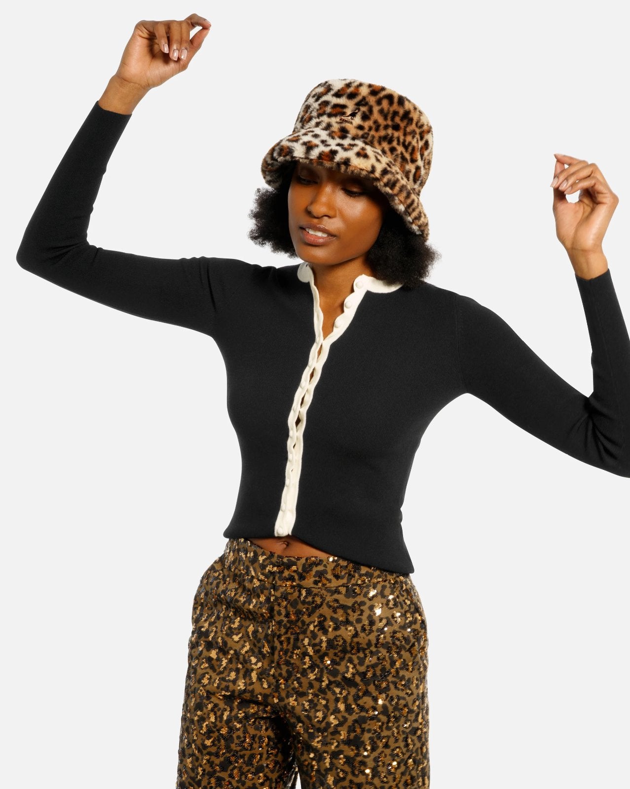 Kangol Cappello Pescatore Faux Fur Bucket Ecopelliccia Multicolore Leopardato Unisex