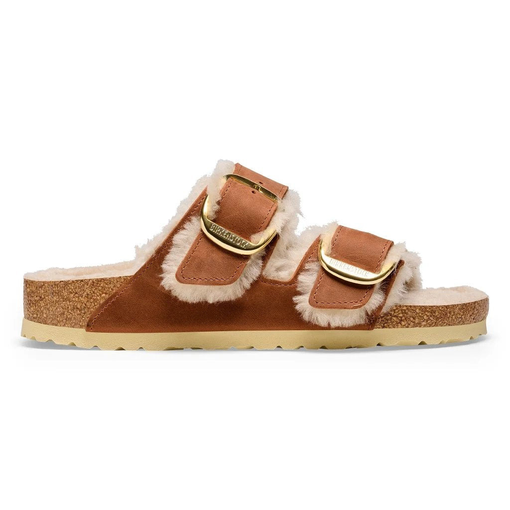 Birkenstock Clog Arizona Big Buckle pelle nabuk con pelliccia sandalo donna sughero calz stretta - Made in Germany