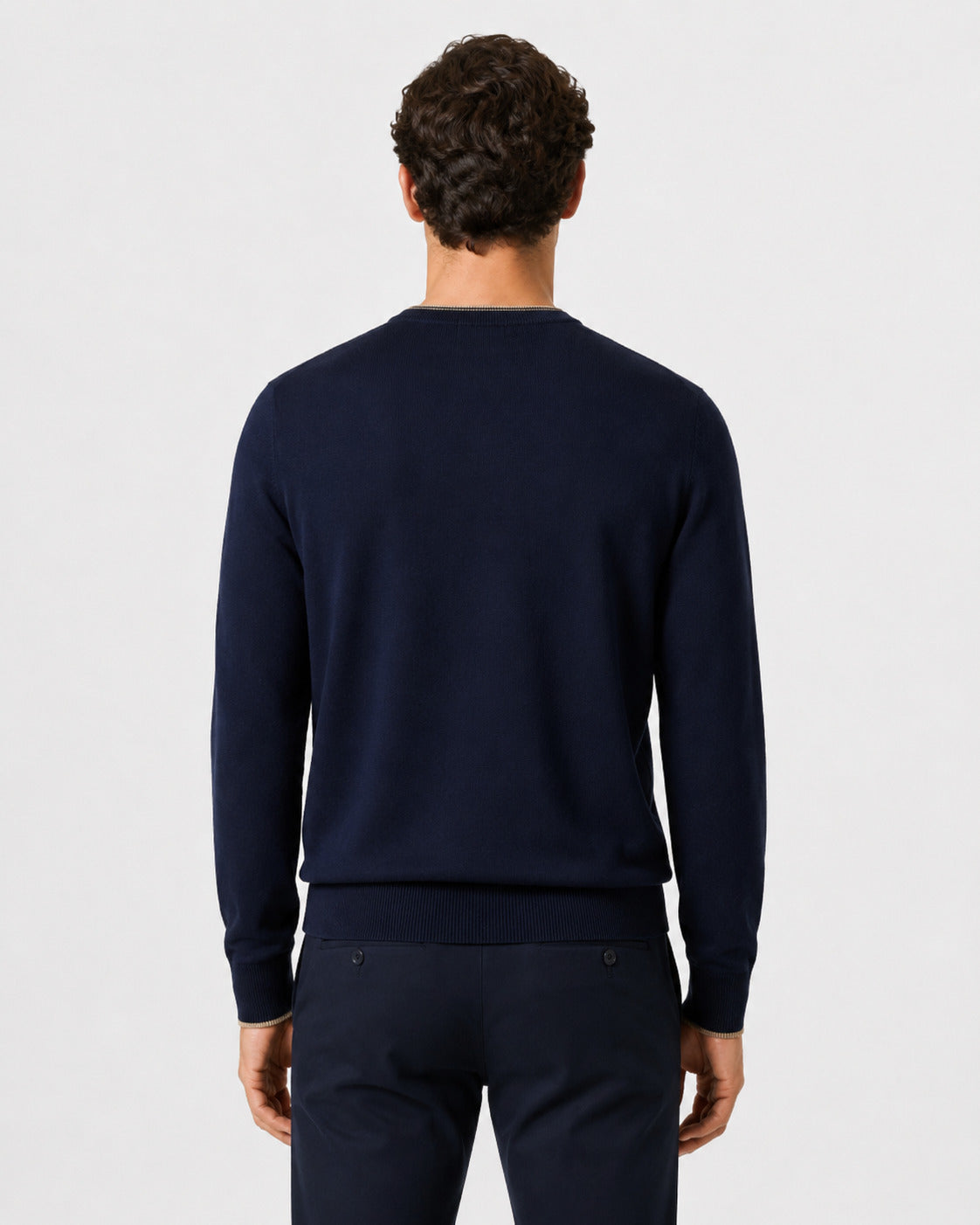 North Sails maglia cotone GIROCOLLO LOGO ricamo finezza 12 navy 699227-0802