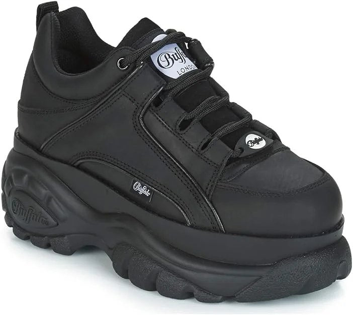 Buffalo Scarpe Sneaker Alte con Zeppa 1339-14 2.0 Retrò Chunky Streetwear Pelle Nero Donna