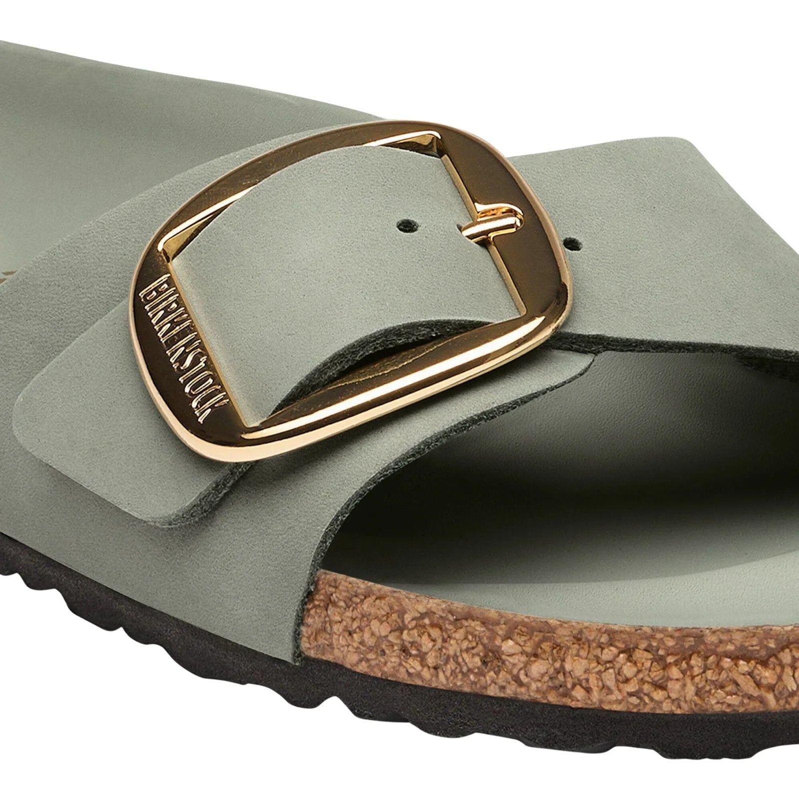 Birkenstock Madrid Big Buckle hex pure sage sandalo donna sughero lattice e pelle - Calzata Stretta