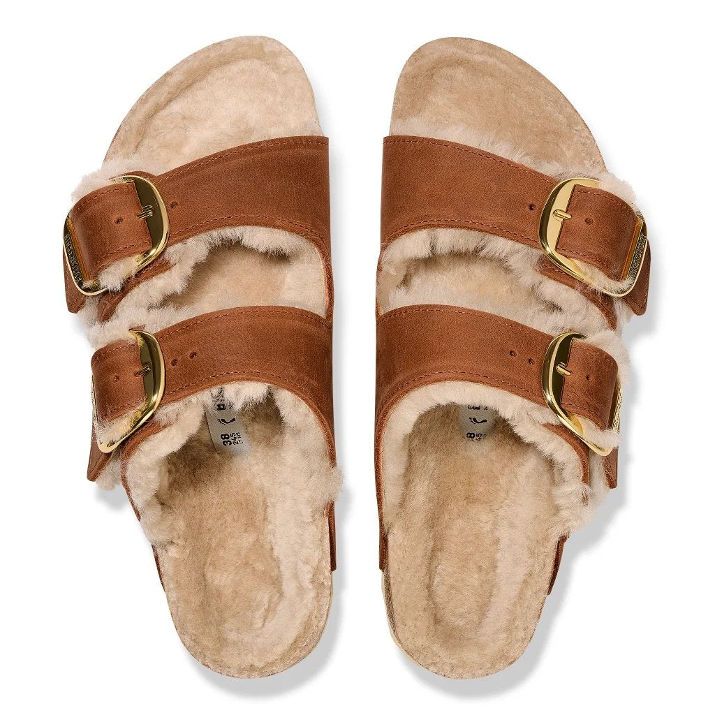 Birkenstock Clog Arizona Big Buckle pelle nabuk con pelliccia sandalo donna sughero calz stretta - Made in Germany