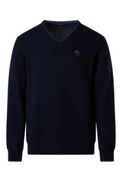 North Sails maglione misto cashmere SCOLLO V LOGO ricamo finezza 12 699776 navy blu