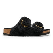 Birkenstock Clog Arizona Big Buckle Teddy Fur pelliccia sandalo NERO donna sughero calz stretta - Made in Germany