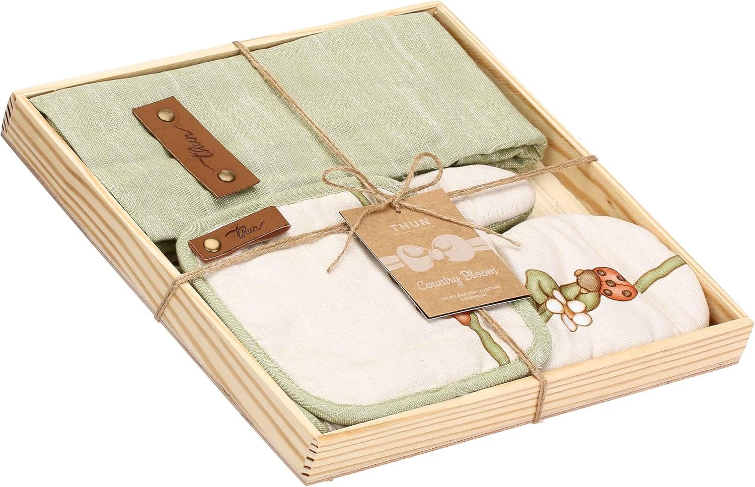 THUN Set regalo cucina Vassoio legno Guantone Grembiule Presina idea regalo