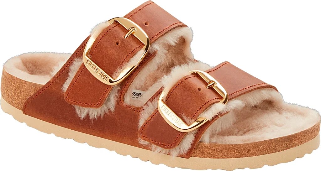 Birkenstock Clog Arizona Big Buckle pelle nabuk con pelliccia sandalo donna sughero calz stretta - Made in Germany