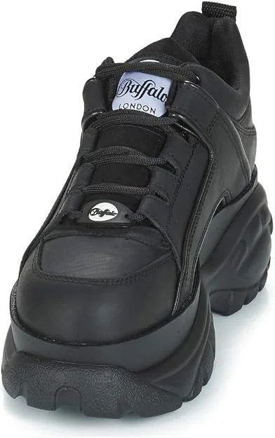 Buffalo Scarpe Sneaker Alte con Zeppa 1339-14 2.0 Retrò Chunky Streetwear Pelle Nero Donna