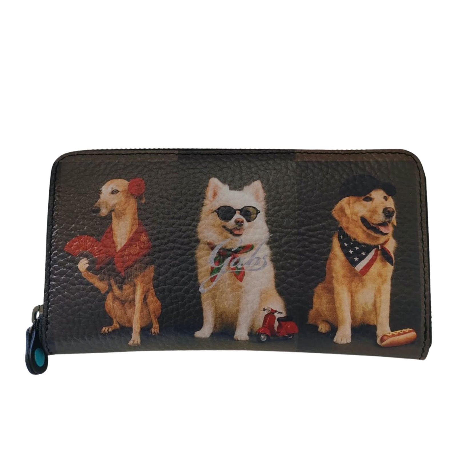 Gabs Portafoglio portamonete slot card zip around Pelle Gmoney17 Bull Pet Animals Cani grey